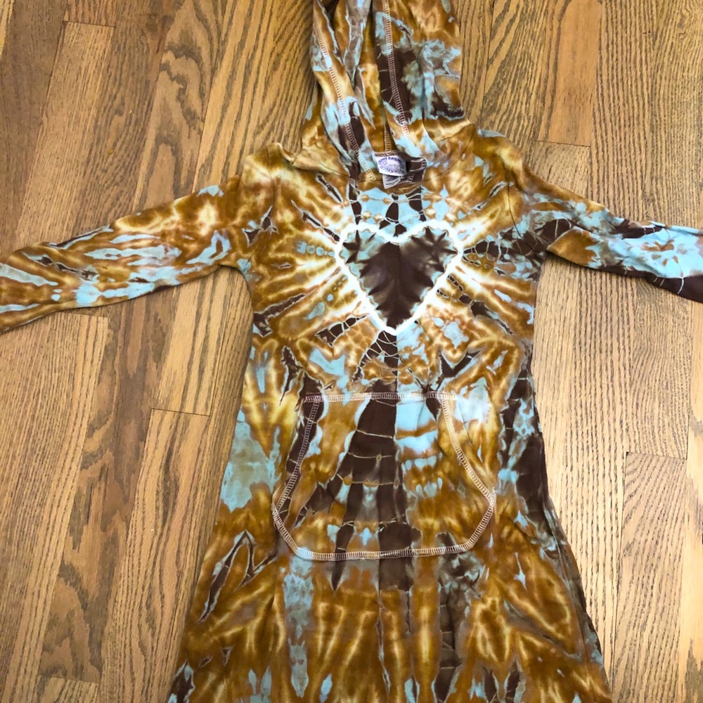 Girls Tie Dye Cotton hooded dress Size 6